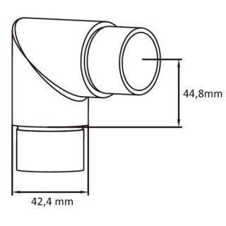 Eckverbinder aus V2A Edelstahl f&uuml;r runde 42,4 mm Rohre, 90&deg; Winkel