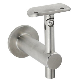 Wandhandlaufträger, höhenverstellbar, verstellbarer Neigungswinkel, für 42,4 mm Handläufe, V2A Edelstahl geschliffen