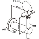 Wandhandlaufträger, höhenverstellbar, verstellbarer Neigungswinkel, für 42,4 mm Handläufe, V2A Edelstahl geschliffen