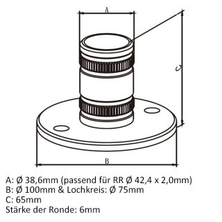 Bodenanker aus V2A Edelstahl f&uuml;r &Oslash; 42,4 mm Rundrohre