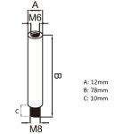 Verbindungsstift für Handlaufträger Ø 12 mm, 1 Innengewinde , 1 Außengewinde, V2A Edelstahl geschliffen