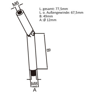 Verbindungsstift mit Gelenk f&uuml;r Handlauftr&auml;ger &Oslash; 12 mm, 1 Innengewinde , 1 Au&szlig;engewinde, V2A Edelstahl geschliffen