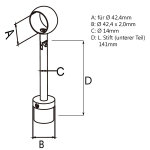 Rohrstütze mit Ringhalterung & Gelenk, höhenverstellbar für Rundrohr 42,4 x 2,0mm