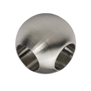 Eckverbinder kugelförmig 90°, zum Verkleben für Rundstäbe Ø 10 mm/ 12 mm, Edelstahl geschliffen