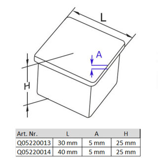 Endkappe f&uuml;r Vierkantrohr 40 x 40 x 2,0 mm mm, Edelstahl V2A geschliffen