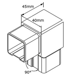 Eckverbinder f&uuml;r Vierkantrohre 40x40x2mm, V2A Edelstahl, 90&deg; Winkel