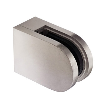 Glashalter halbrund 45 x 63 x 28 mm, V2A Edelstahl geschliffen gerader Anschluss 8,76 mm