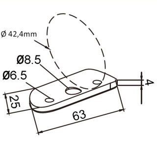 Tr&auml;gerplatte f&uuml;r Handlauf &Oslash; 42,4 mm, V2A Edelstahl
